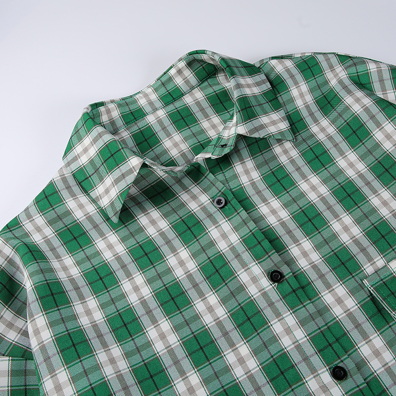 Retro Plaid Loose Thin Long-Sleeved Shirt Wholesale