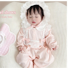 嬰兒衣服春秋裝連體衣女寶寶超萌公主哈衣新生兒滿月百天外出爬服