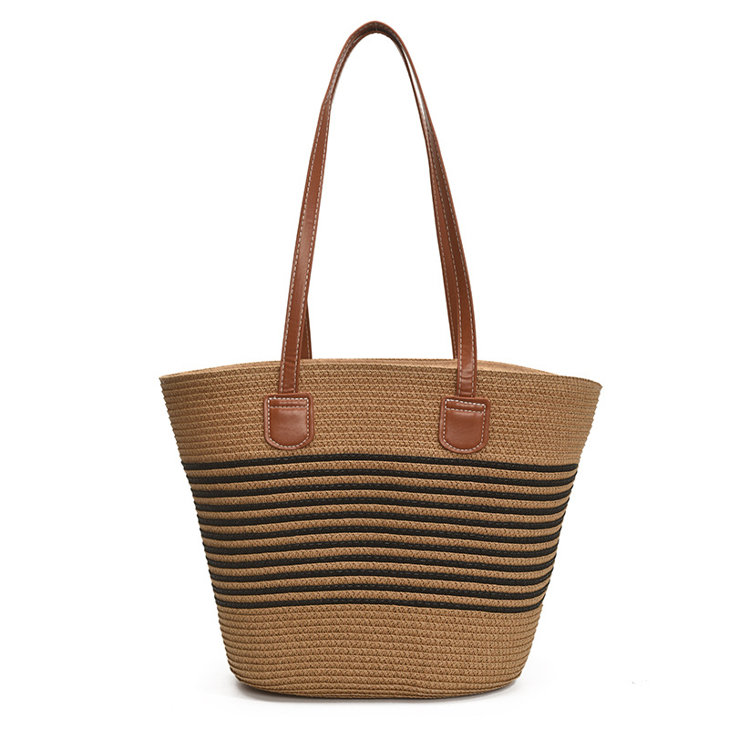 Bolso tejido de paja de vacaciones junto al mar popular de verano para mujer 2025 nuevo bolso de playa tejido bolso de hombro de gran capacidad Bolso Tote