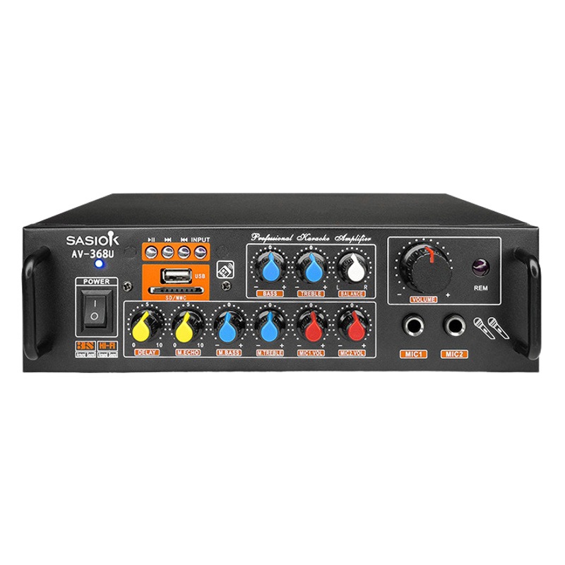 Amplificador de karaoke profesional directo de fábrica, amplificador AV de música Bluetooth para el hogar, graves pesados