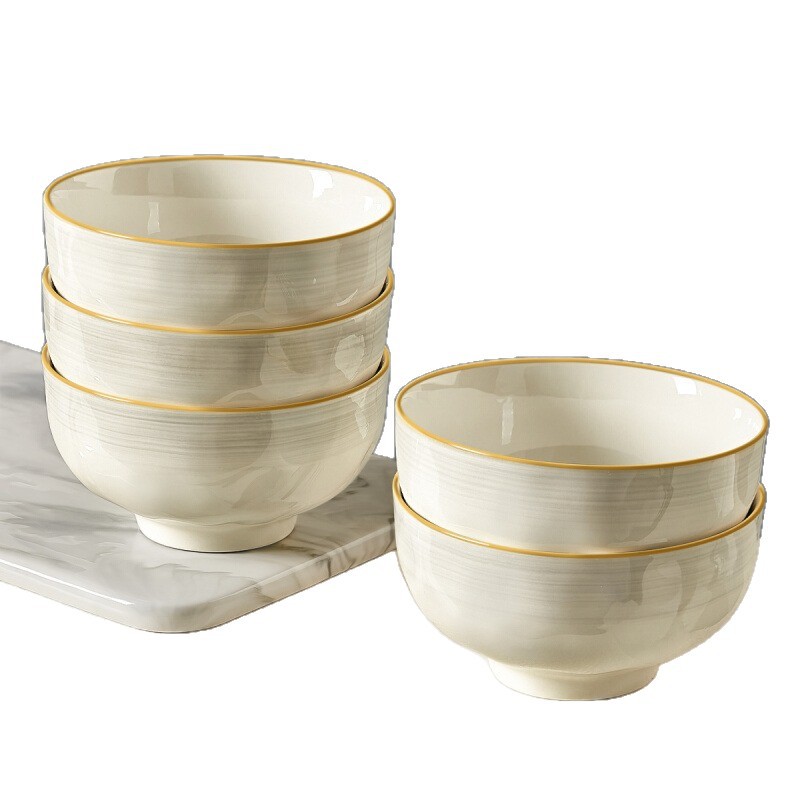 Juego de platos y cuencos de cerámica simple y elegante con acabado bajo vidriado, vajilla de cerámica de alta calidad para uso doméstico, que incluye cuencos, tazones para sopa, platos, cucharas y palillos.