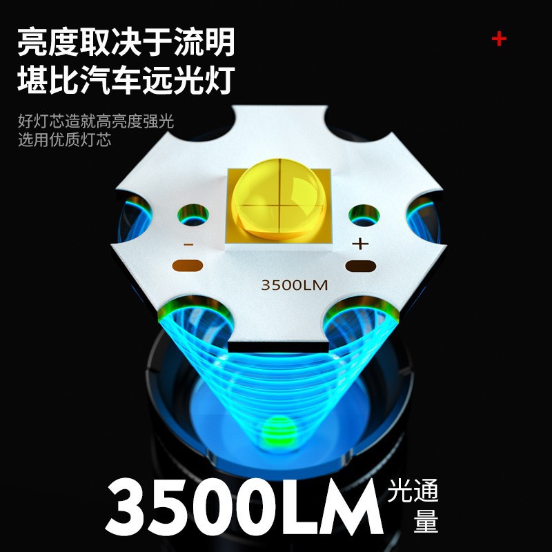 Venta caliente fuerte luz de largo alcance linterna al aire libre USB de carga multi-función Zoom P90 reflector de alta potencia de larga resistencia