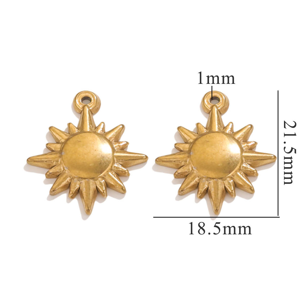 3g Weight Pendant Jewelry Making Type 18K Gold Plated Plating Material Pendant Classification 5 PCS/Package Quantity 304 Stainless Steel Material Sun, Flower Pattern All Seasons Season Plating Design Retro, Classic Style Style 5 PCS/Package 304 Stainless Steel 18K Gold Plated Sun Flower Pendant Pendant 19