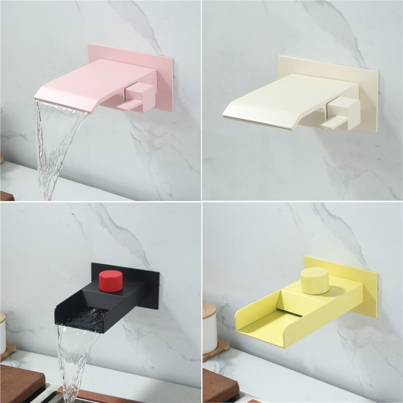 Dopamine Single Cold Waterfall Faucet 4-Point In-Wall Large Flow Above Counter Basin Hot Spring Pool Bathtub Bubble Pool Faucet