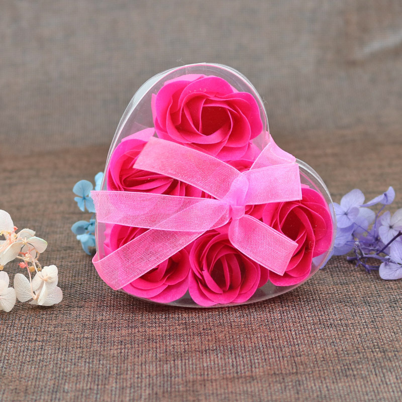 Transfronterizos 6 flores de jabón rosa caja de flores regalos pequeños regalos prácticos flores de jabón flores de simulación flores de jabón