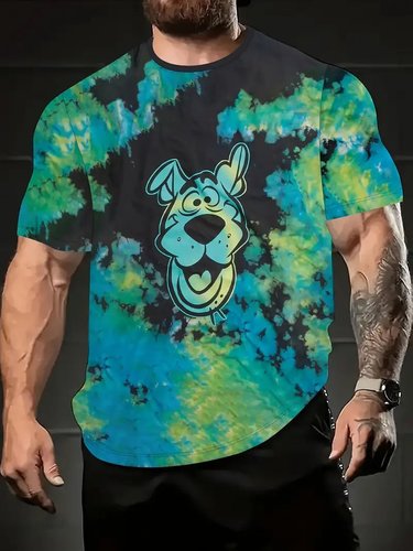 Temu cross-border e-commerce short-sleeve 3D digital printing cartoon animal print T-shirt summer crew neck men's top wholesale