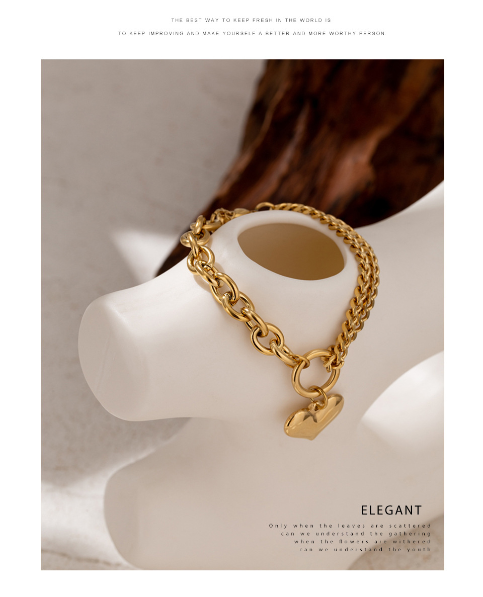 Fashion Heart Shape Titanium Steel Plating Bracelets 1 Piece