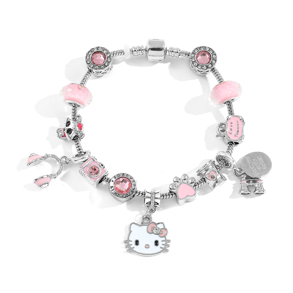 Cartoon Sanrio Hello Kitty Bracelet, 2D Game Beaded Hand Ornament, Pan's DIY Jewelry