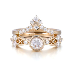 18K Gold High-End Ring Customization Set Gold Color Moissanite Ring for Women 0.5Ct with Ngtc Jewelry Certificate
