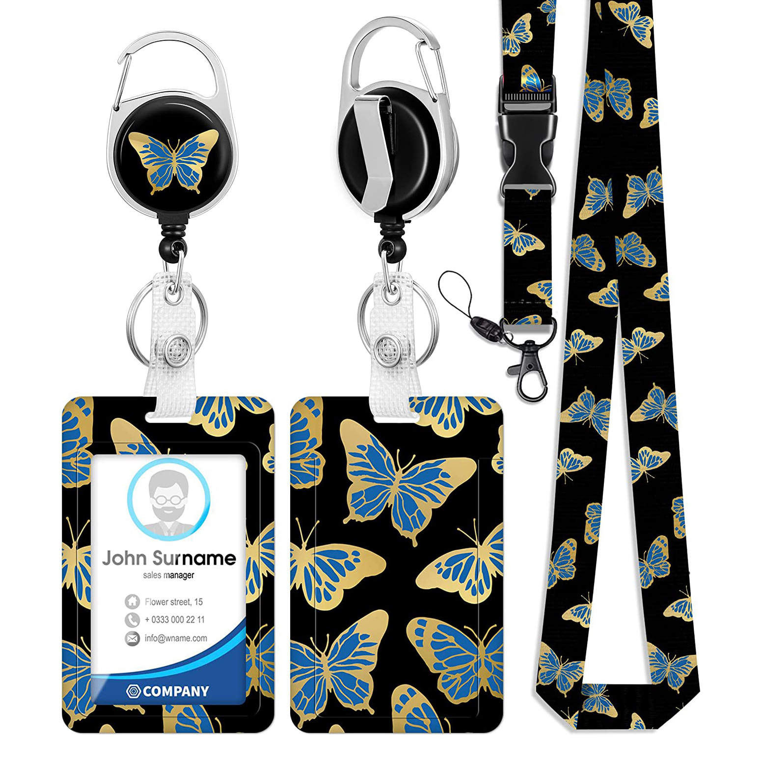 Cordón de poliéster de transferencia térmica de color oscuro mármol negro epoxi hebilla de fácil extracción gradiente garra de perro Certificado de impresión titular de la tarjeta