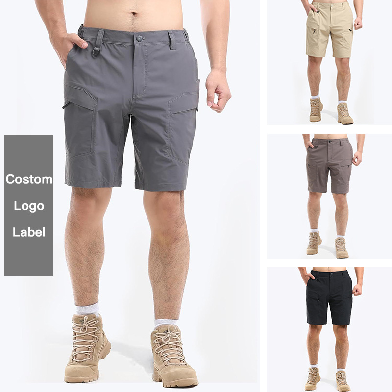 2024 Cross-Border Men's New Summer Quick-Drying Multi-Pocket Tactical Shorts Five-Point Breathable Elastic Sports Overalls