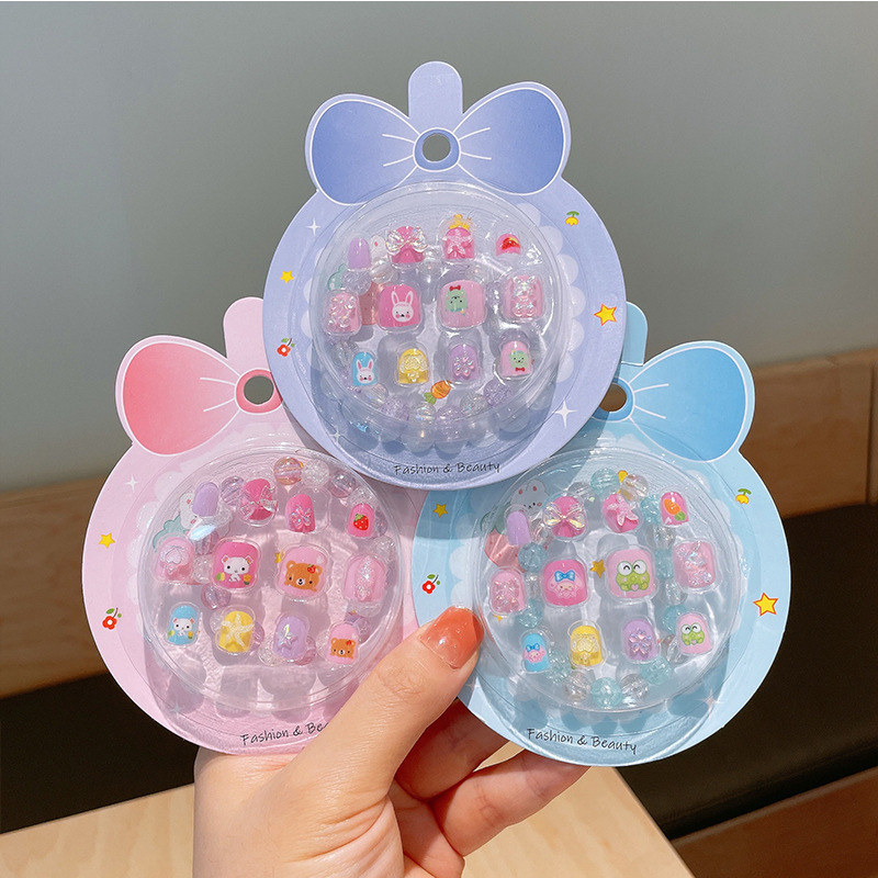 Creative Kidsren's Beaded Bracelet Nail Stickers Girls' Bracelets Baby Cartoon Nail Stickers Stereo Cute Gift Set Box