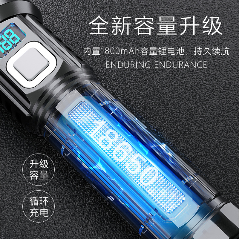 Transfronterizos nueva linterna láser de alta luz doméstica carga de luz alta luz de larga distancia al aire libre pequeña lámpara portátil de larga duración