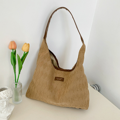 Bags for women  spring and summer new style trendy canvas diamond shoulder tote bag simple large capacity commuter bag armpit bag