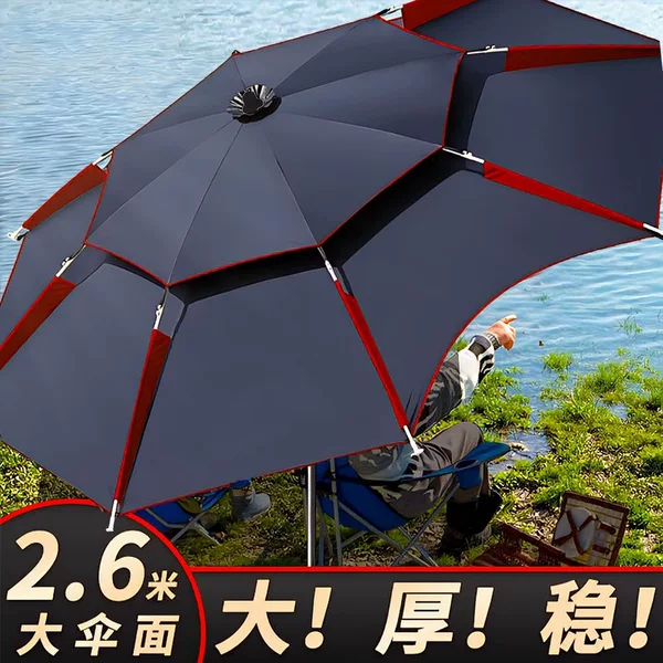 2025 New Fishing Umbrella Large Fishing Umbrella Outdoor Windproof Universal Parasol Crutch Fishing Special Thickened Sun Umbrella