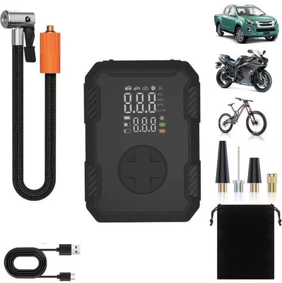 Cross-Border New Model Wireless Digital Display Dual-Screen Car Air Pump Electric Tire Emergency High-Pressure Inflator (Hava nasosu) - wireless-black-usb-charging