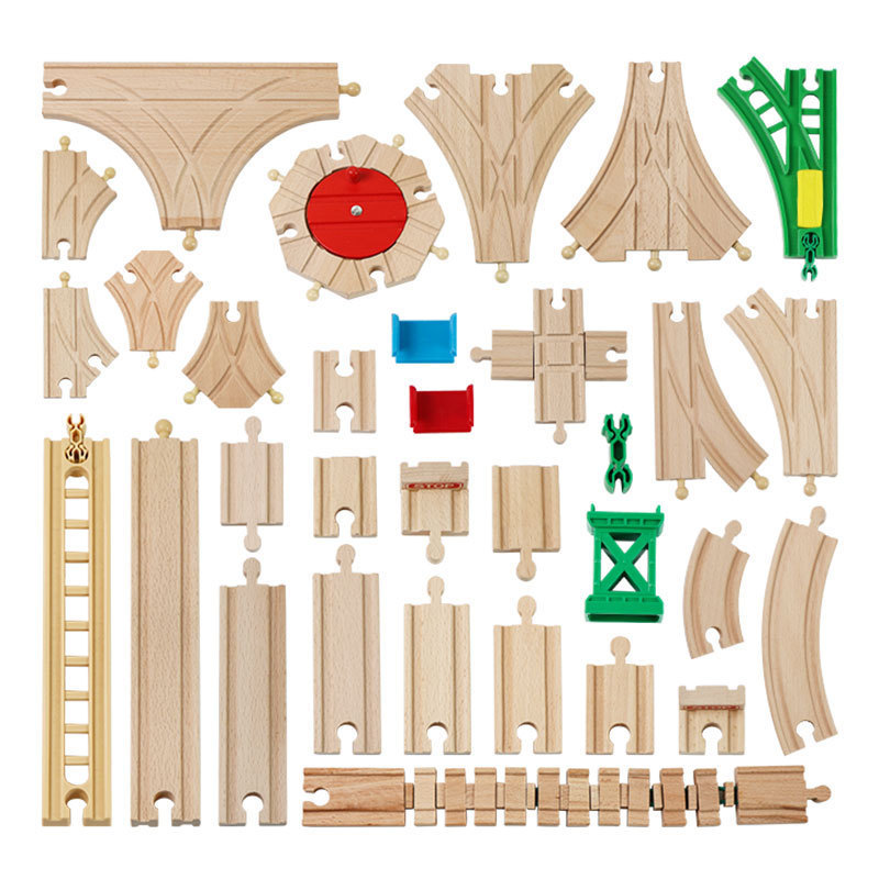 Wooden track wooden track accessories magnetic small train building blocks assembled bridge children's toys compatible with various brands