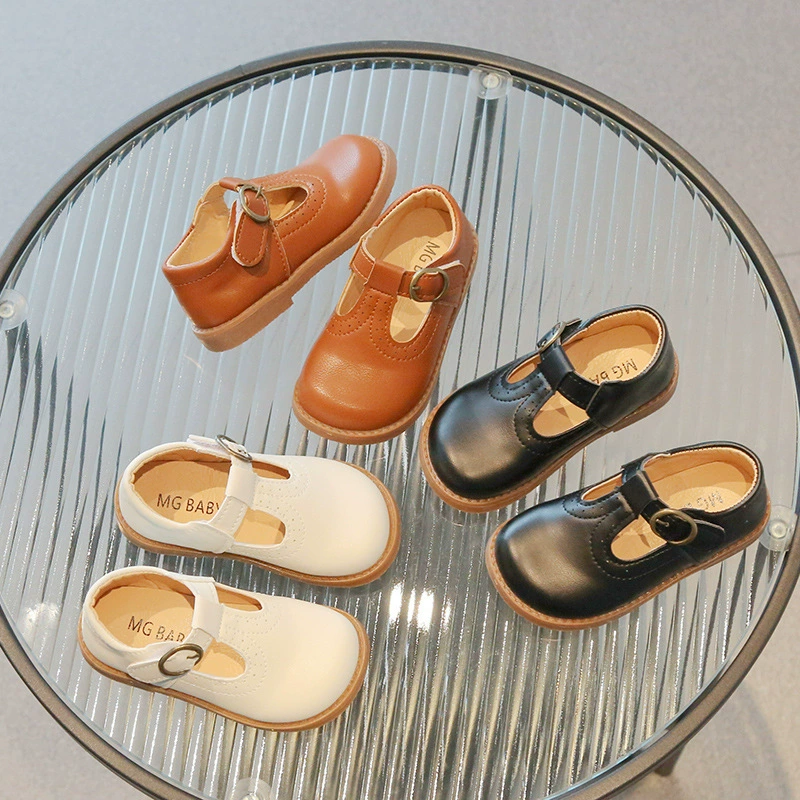 Детская кожаная обувь в стиле ретро в британском стиле, одиночная обувь для мальчиков и девочек, детская Т-образная обувь принцессы, 23 Весенняя детская обувь оптом