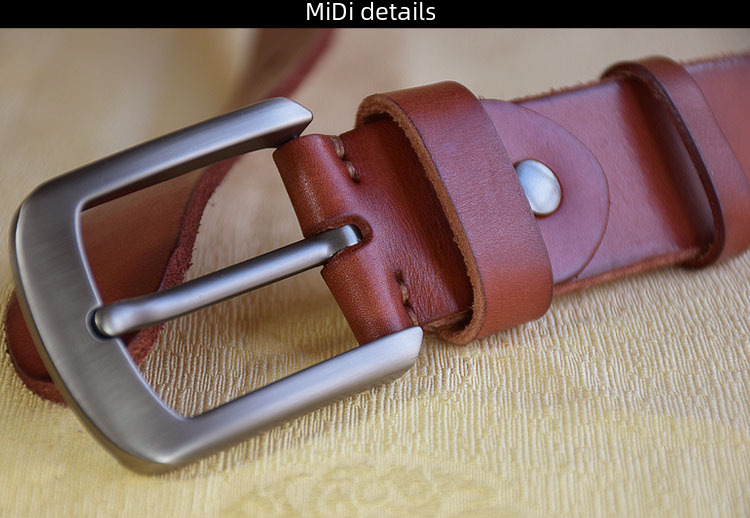 Pure Cowhide Belt Men's Genuine Leather Vintage Casual Cowhide Belt Top Layer Cowhide Pin Buckle Belt Handmade Belt_voghion.com