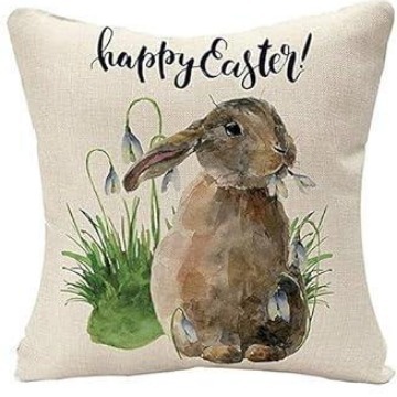 Funda de Almohada de Pascua 2023, Superventas Transfronterizas, Diseño de Conejo en Lino, para Sala de Estar, Dormitorio, Cojín de Sofá image 4