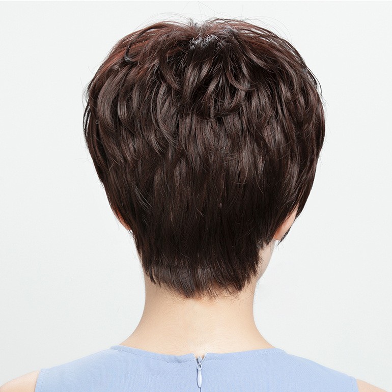 Peluca, pelo largo femenino, capucha completa, temperamento, corte de pelo liso de longitud media, manga de peluca esponjosa natural lolita