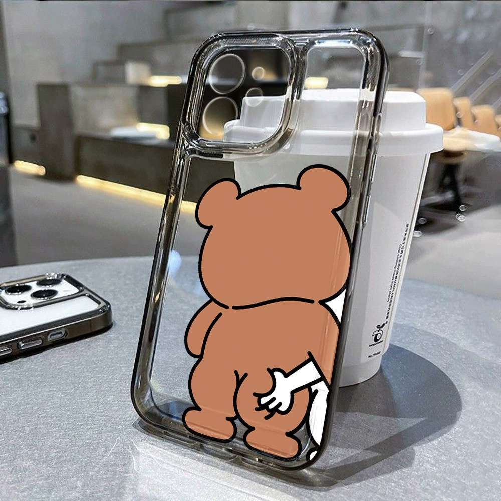 Apple, совместимый чехол для телефона, мультяшный iPhone 14, с маленькими медведями, iphone, 16promax, 15, защита при падении