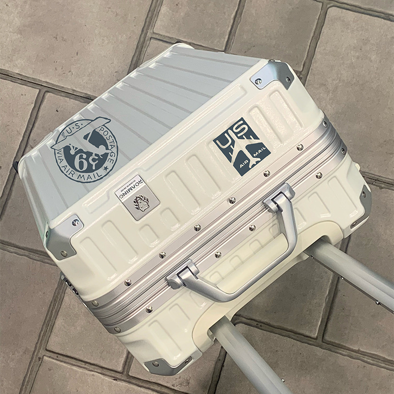 Roaming 2025 New Suitcase Trolley Case Aluminum Frame 26 Suitcase 28 Boarding Case 20inch Leather Suitcase 24 Men and Women