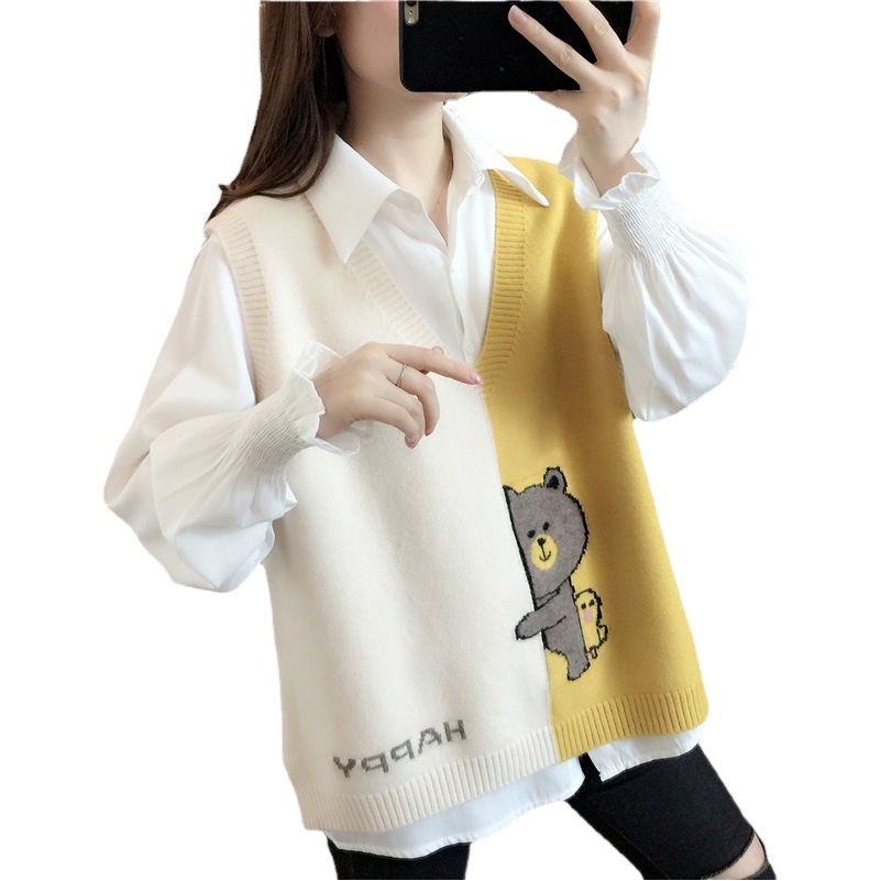 Chaleco de punto con cuello en V para mujer principios de primavera y otoño 2024 nuevas mujeres chaleco de lana sin mangas chaleco suéter exterior image 1