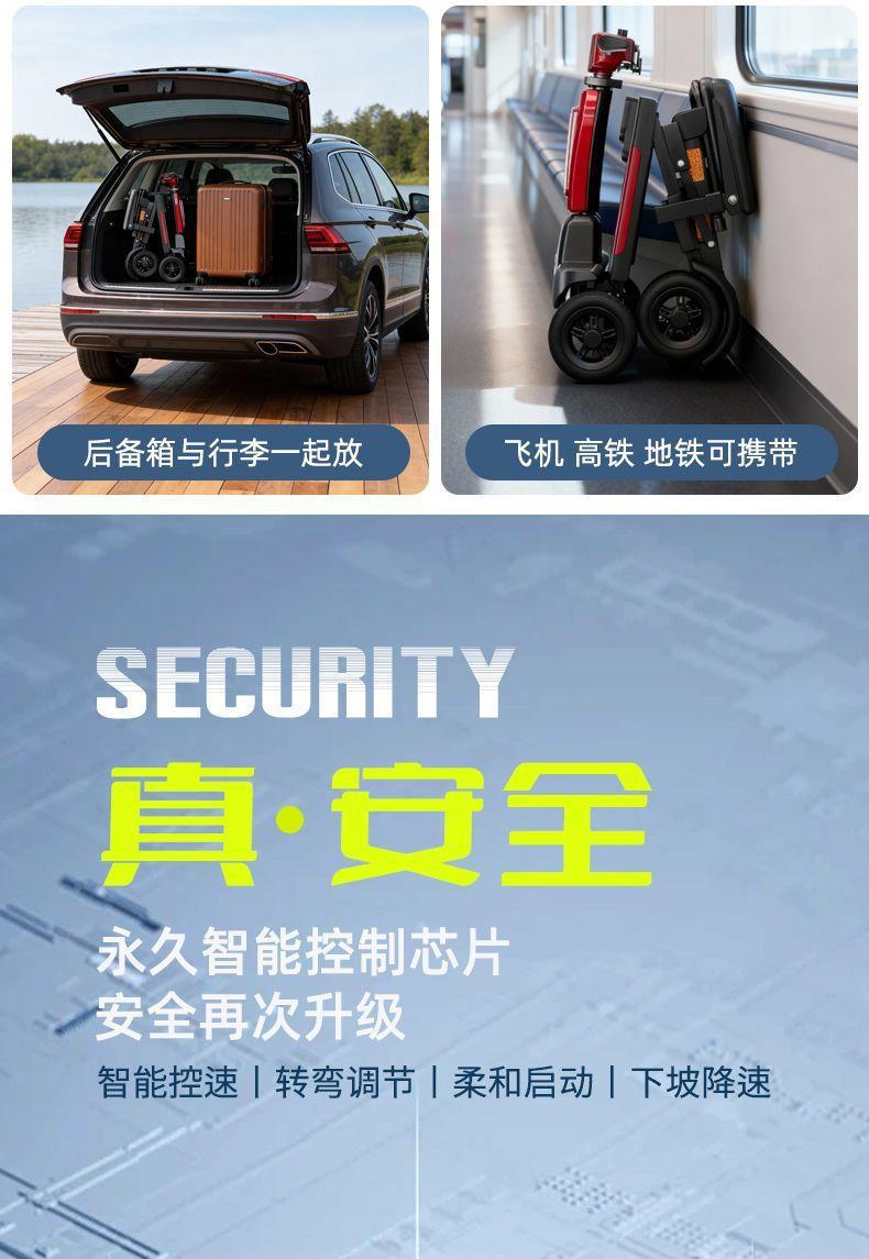 Elderly Mobility Scooter, Automatic Folding High-End Lightweight Electric Four-Wheeler, Small Electric Vehicle for Elderly Travel