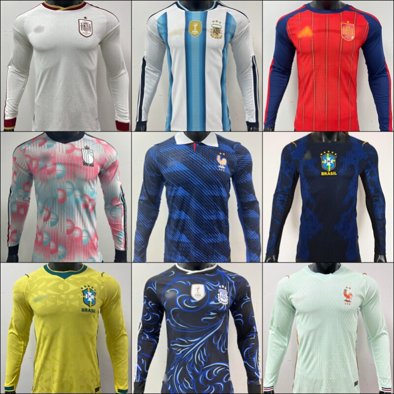 Original Source Product 2627 New Player Version Spain France Brazil Argentina Mexico Quick-Drying Long-Sleeve Football Jersey