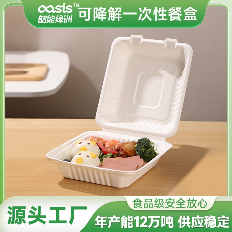 Pulpa de bambú de caña de azúcar de gran capacidad desechable engrosada ecológica caja de cerradura de cubiertos degradable compostable cuenco de cocina de cocina al aire libre