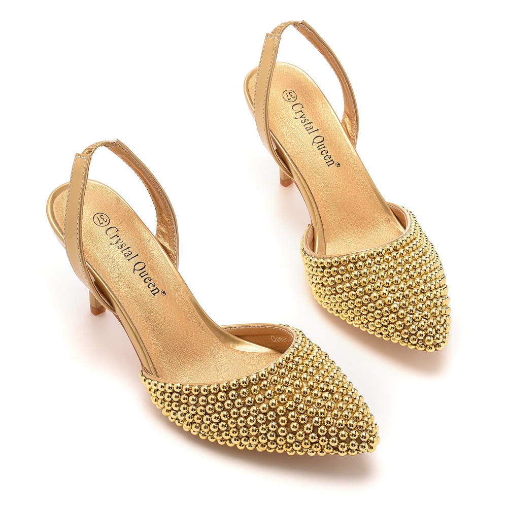 7cm Low Mouth Pointed Toe Sandals White Pearl Thin Heel Sandals Large Size Wedding Shoes Bridal Wedding Shooting Pearl Shoes