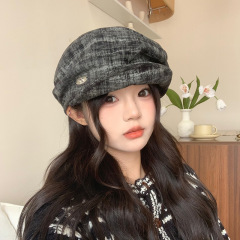 日系文艺混色褶皱云朵贝雷帽子女秋冬季时尚百搭显脸小画家报童帽
