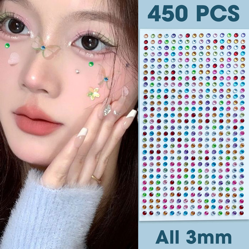 450 Pieces of 3mm Kidsren's DIY Self-adhesive Acrylic Crystal Flash Diamond Face Eye Photo Makeup Nail Art Diamond Stickers 450 Pieces of 3mm Kidsren's DIY Self-adhesive Acrylic Crystal Flash Diamond Face Eye Photo Makeup Nail Art Diamond Stickers