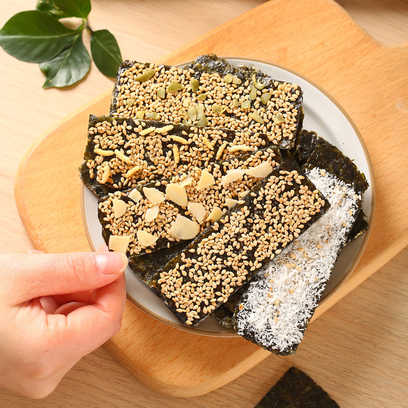 Seaweed Crisps with Sesame Filling, 125g Seaweed Crisps with Sesame Filling, Ready-to-Eat Bag, Factory-Delivered Snack, Healthy Snack