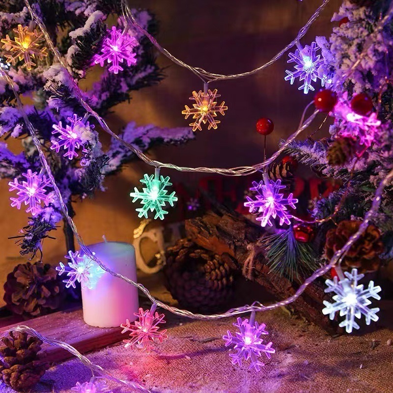 雪花灯泡串led灯窗帘灯批发电池盒新年春节彩灯圣诞树节日装饰灯|undefined