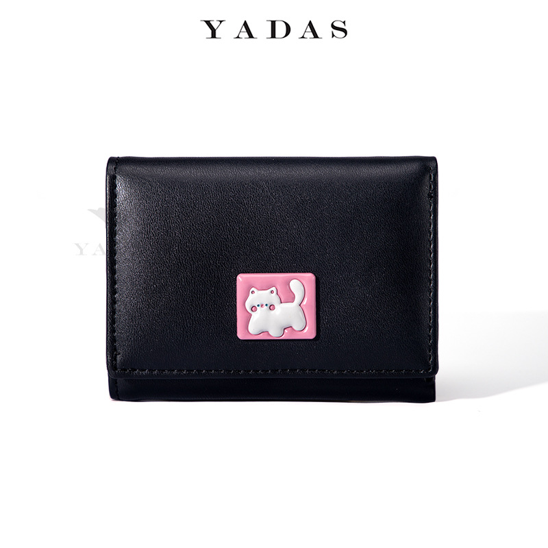[Historieta Linda] Yadas titular de la tarjeta de las mujeres lindas textura brillante hardware corto tríptico Monedero billetera