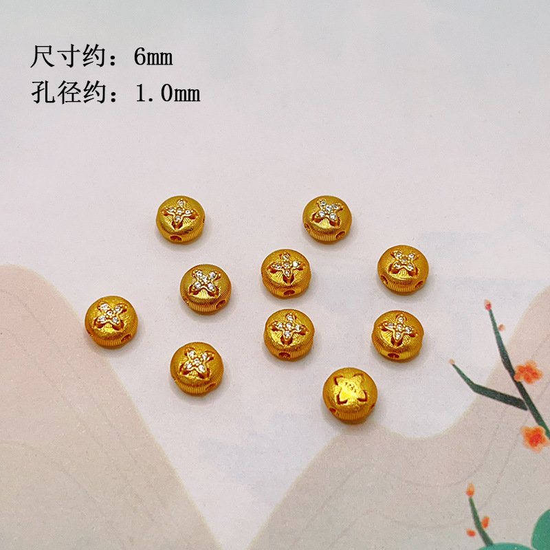S925 silver, gold-plated, four-leaf clover, yellow Buddha of Wealth, bamboo joint spacer beads, barrel beads, accessories for bracelets, necklaces, and DIY jewelry making