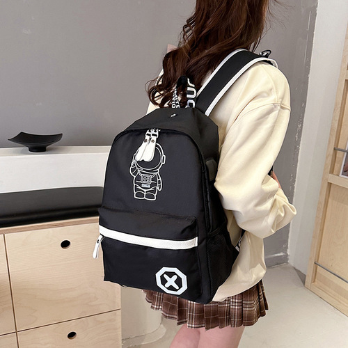 Student Double Strap Trendy Casual Glowing Backpack Large Capacity Korean Style Cool Neon School Bag