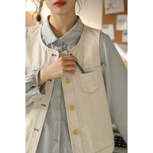 Spring Japanese retro white short vest