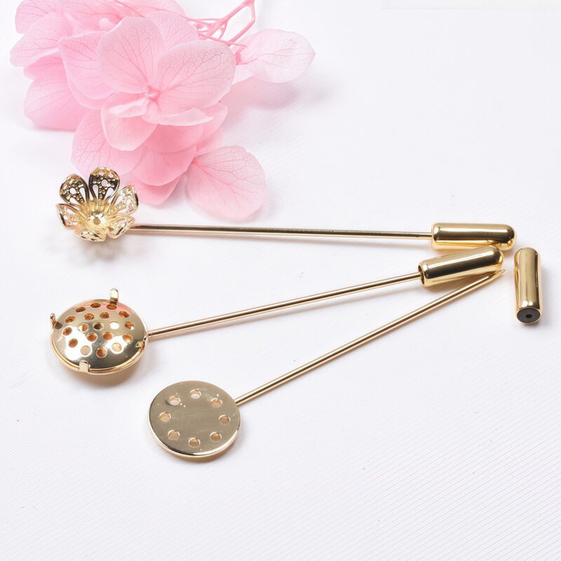 Color-Preserving 14K Gold-Filled One-Word Brooch, Homemade Corsage Sweater Pin, Disc Base, Handmade DIY Brooch Jewelry