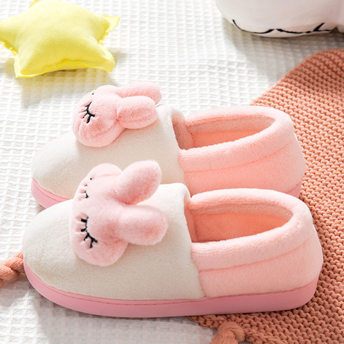 Cute cartoon style women's cotton slippers, home fuzzy warm fuzzy slippers for women, indoor cotton slippers for home