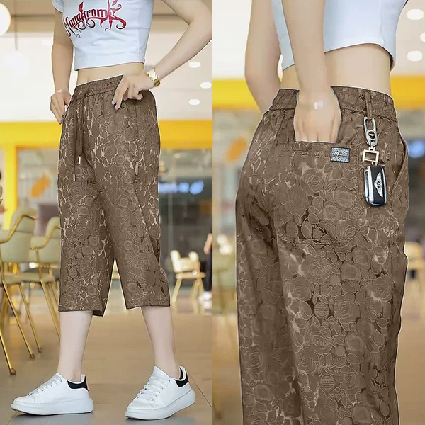 Ice Silk Men's Shorts for Outdoor Wear 2025 Summer Trendy Brand Cropped Pants Casual Thin Quick-Dry Pants 7-Point Pants