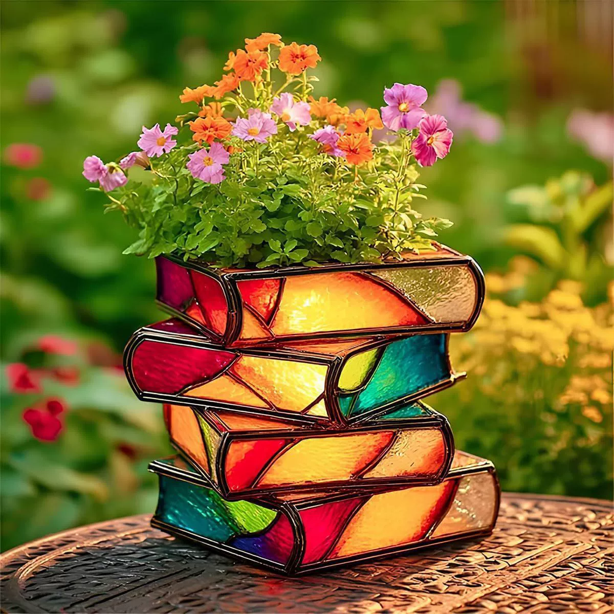 Трансграничные новые Stacked Books Flower Pot сложенные книги горшки смолы декоративные ремесла