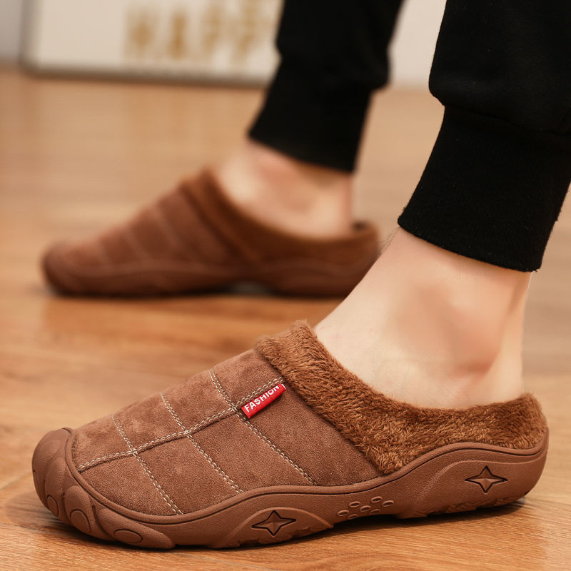 non-slip Cotton slippers Men's winter 2022 new pattern Exorcism Large waterproof Home Middle-aged and elderly people Semi slipper men and women
