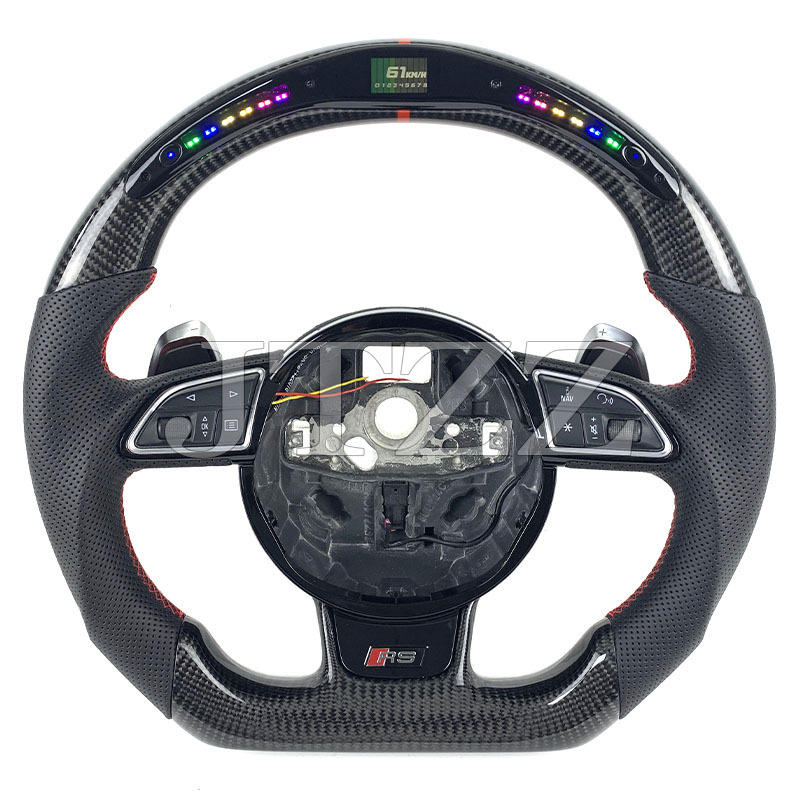 Suitable for Audi A4A5A6A7S4S5S6S7 2010-2015 carbon fiber steering wheel LED car interior