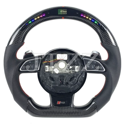 Suitable for Audi A4A5A6A7S4S5S6S7 2010-2015 carbon fiber steering wheel LED car interior (Steering wheel) - style-1