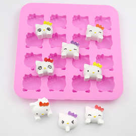 哈皮 16连方形猫 硅胶巧克力模具 DIY软糖模 火漆粒蜡模具