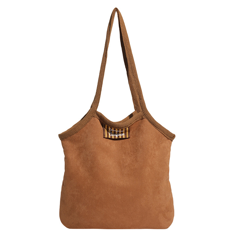Invierno de cordero de cachemira doble cara bolso de tela de mujer estilo coreano de gran capacidad bolsa de lona casual bolsa de peluche de viaje universal