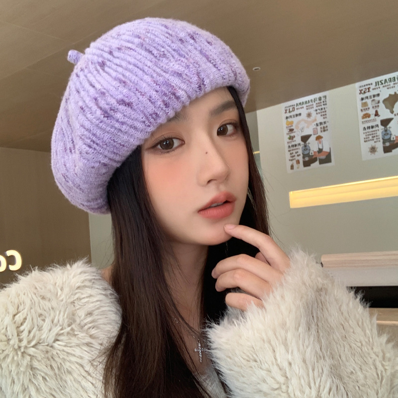 韩系加厚针织包头帽秋冬帽子女款保暖防寒大头围显脸小百搭贝雷帽|undefined